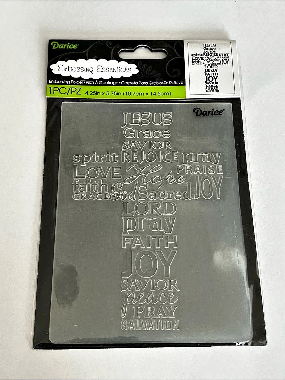 Darice Cross with Script Embossing Folder Gray & Black